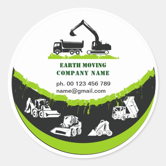 Earth moving, excavator, landscaping classic round sticker (Front)