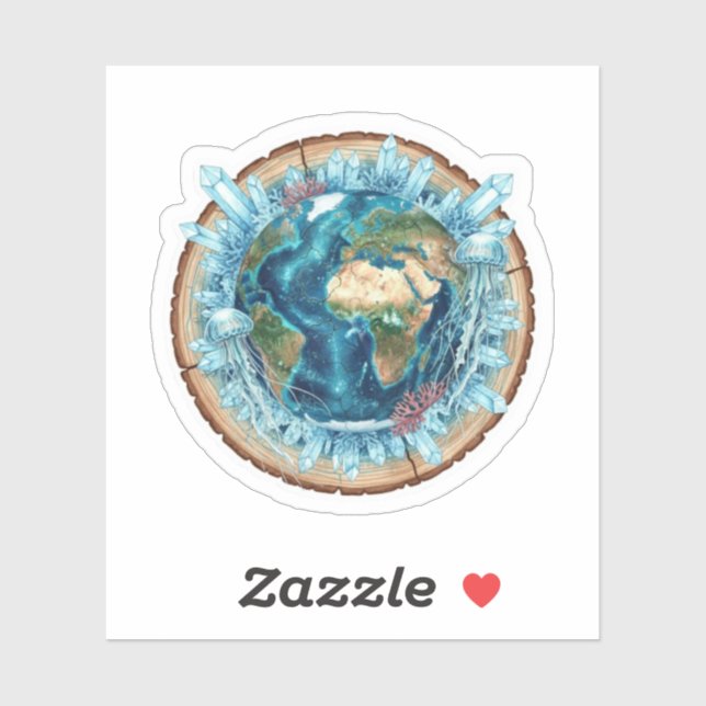 Earth Nature Fusion with Ocean Life & Crystal art  Sticker (Sheet)
