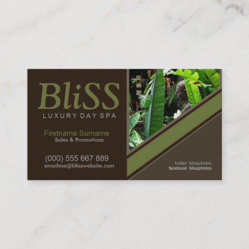 Customizable Earth Nature Spa Health Resort w/ Photo template Business Card Template