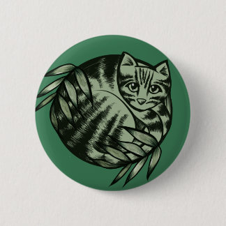 Earth Nature Tiger Stripe Tabby Cat Art            Button