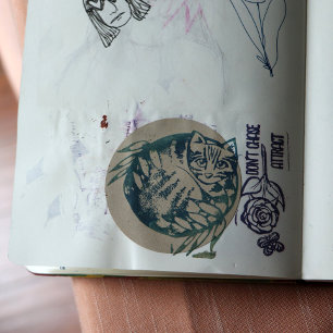 Earth Nature Tiger Stripe Tabby Cat Art            Rubber Stamp