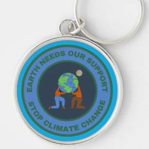 Earth needs our support. Stop climate change Keychain