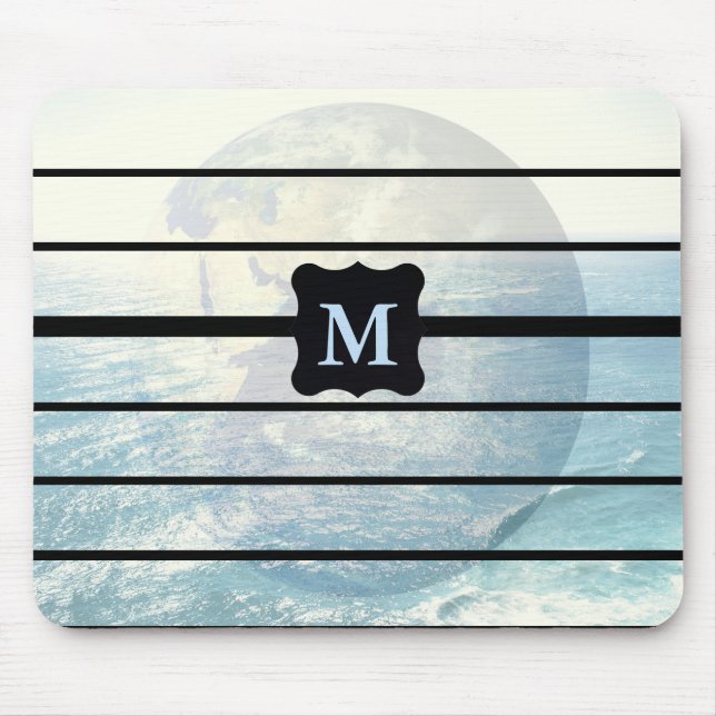 Earth ocean monogrammed design mouse pad (Front)