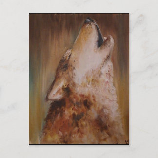 Earth oil color wolf postcard