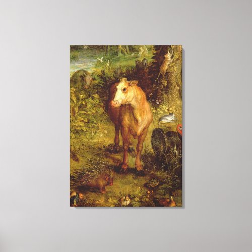 Earth or The Earthly Paradise detail of a cow po Canvas Print