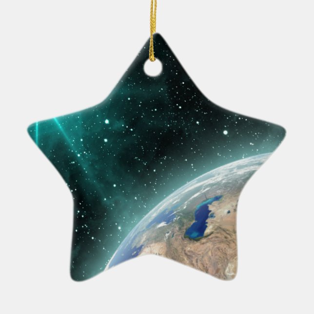 Earth Outer Space Ceramic Ornament (Front)
