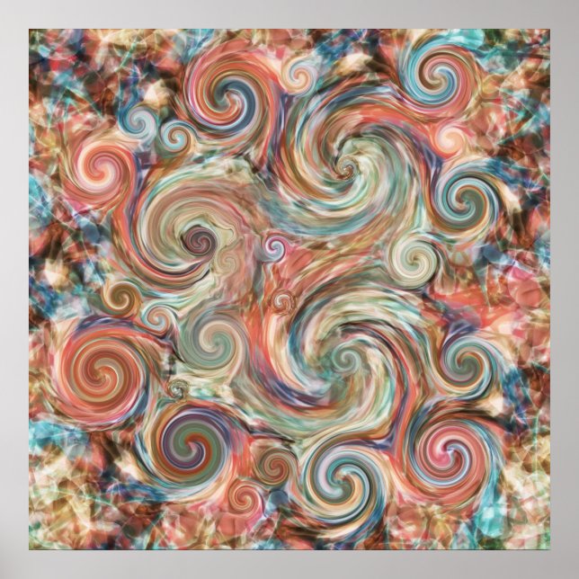 Earth Pastel Swirls Colorful Print (Front)