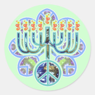 Earth Peace Menorah Stickers