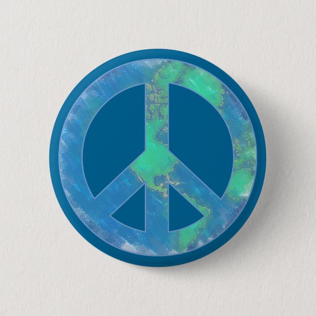 Earth Peace Sign Button (Front)