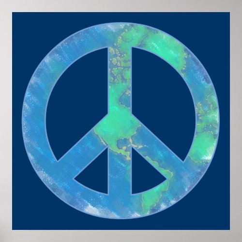 Earth Peace Sign Poster
