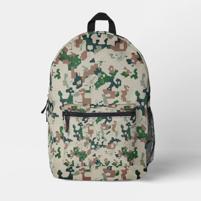 Earth Pixel Woodland  Printed Backpack (Front)