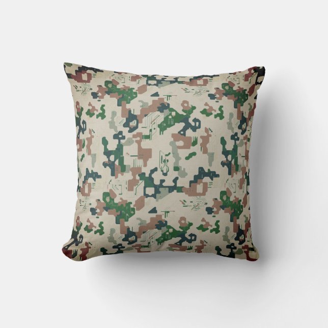 Earth Pixel Woodland  Throw Pillow (Front)