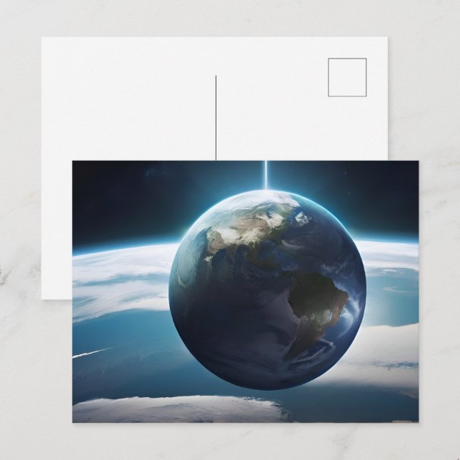Earth planet from the space postcard (Front/Back)