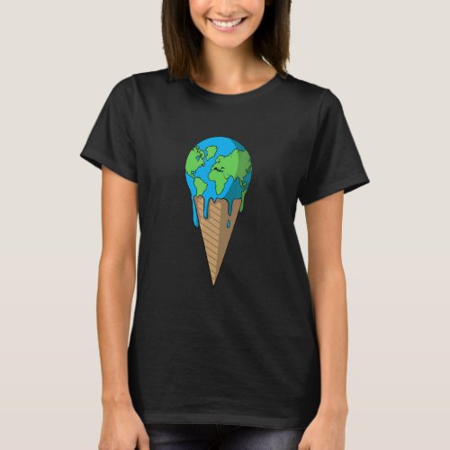 Earth Planet in ice cream cone T_Shirt