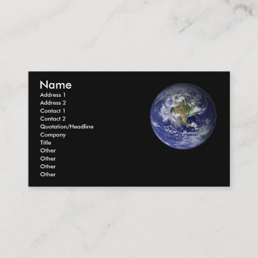 Customizable Earth Profile card - Business Card.