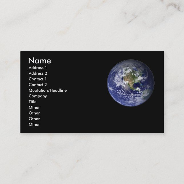Earth Profile card - Business Card. (Front)