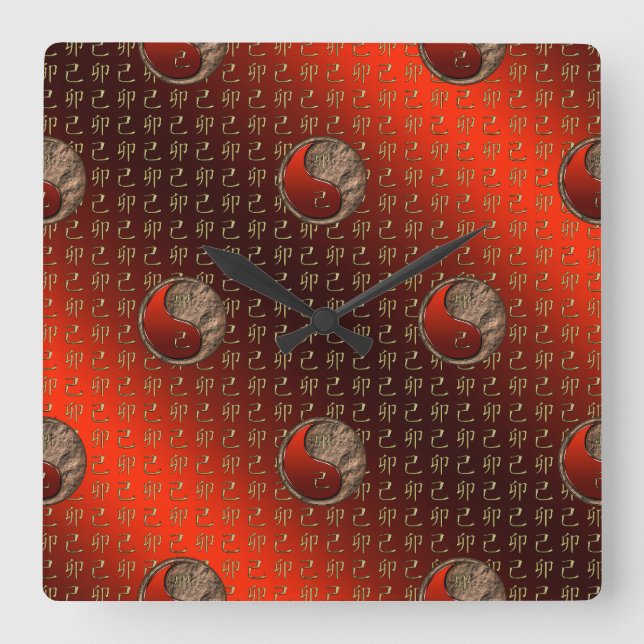 Earth Rabbit Square Wall Clock (Front)