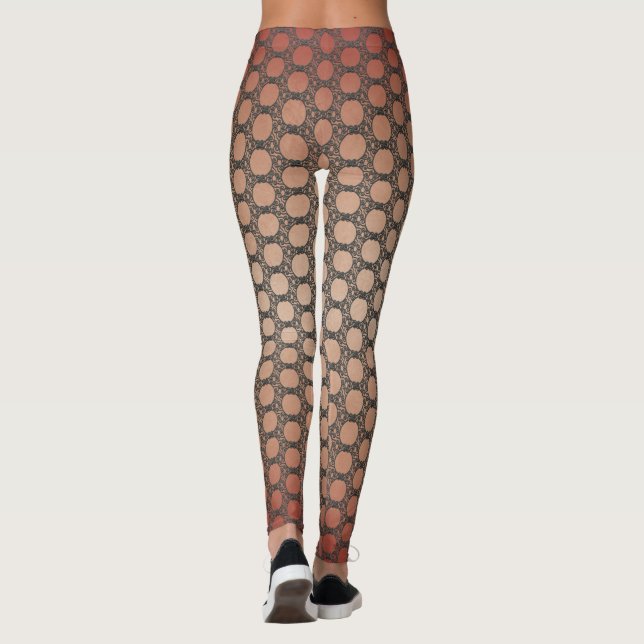 Earth Red and Polka Dots Pattern Leggings (Back)