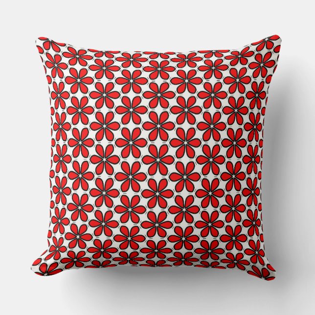 Earth Red Flower Pattern Throw Pillow (Front)