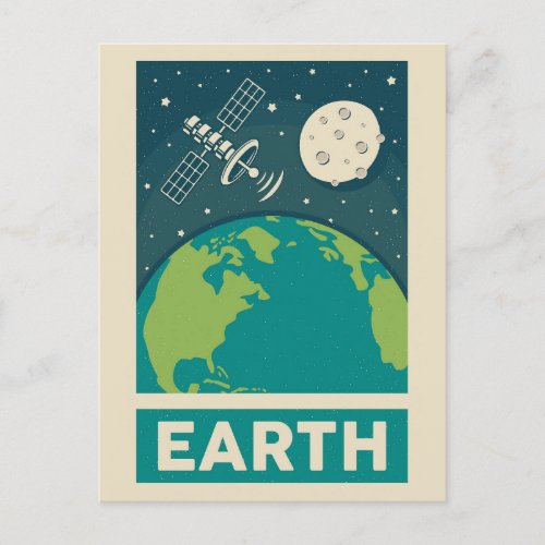 Earth Retro Galaxy Satellite Postcard