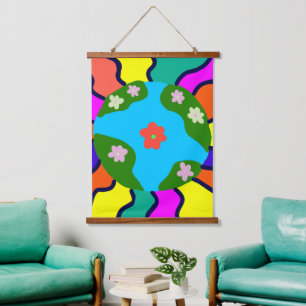 Earth Retro Vibes Art Hanging Tapestry
