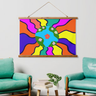 Earth Retro Vibes Art Hanging Tapestry