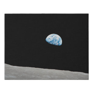 Earth Rising Above The Lunar Horizon. Faux Canvas Print