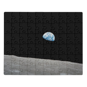 Earth Rising Above The Lunar Horizon. Jigsaw Puzzle