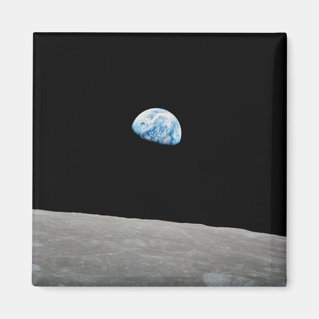 Earth Rising Above The Lunar Horizon. Magnet (Front)