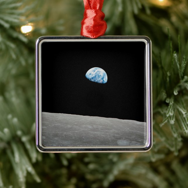 Earth Rising Above The Lunar Horizon. Metal Ornament (Tree)