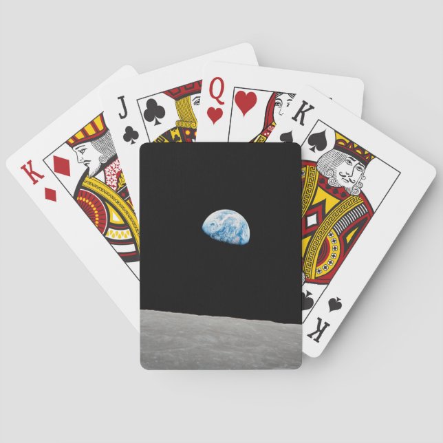 Earth Rising Above The Lunar Horizon. Poker Cards (Back)