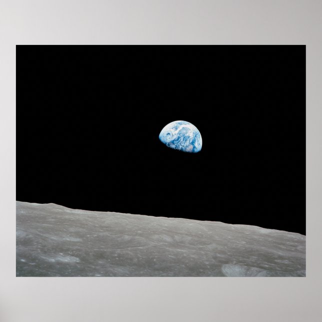 Earth Rising Above The Lunar Horizon. Poster (Front)
