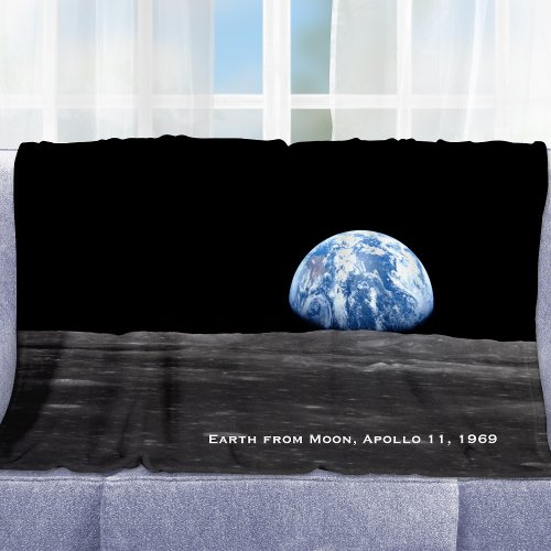 Earth Rising Over Moon Apollo 11 1969 Fleece Blanket