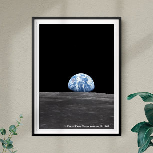 Earth Rising Over Moon, Apollo 11, 1969 Poster