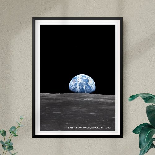 Earth Rising Over Moon Apollo 11 1969 Poster