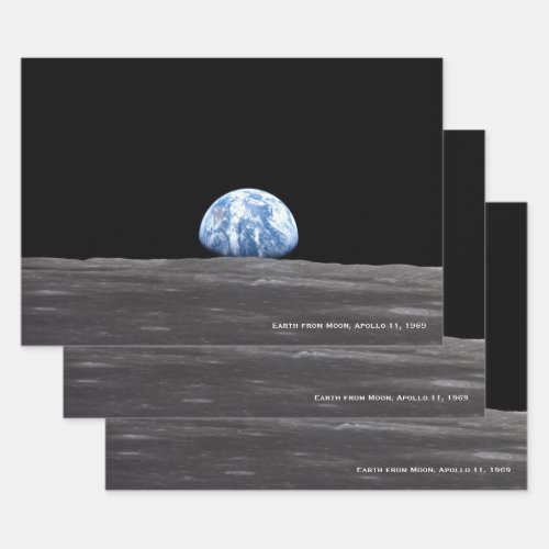 Earth Rising Over Moon Apollo 11 1969 Wrapping Paper Sheets