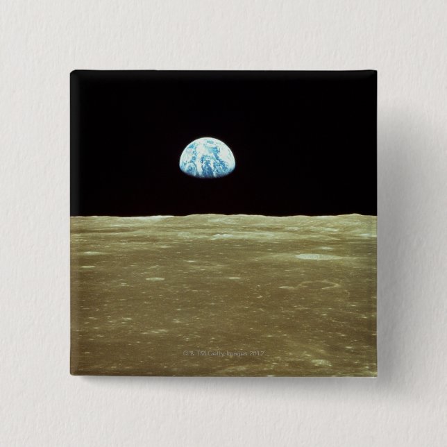 Earth rising over Moon Pinback Button (Front)