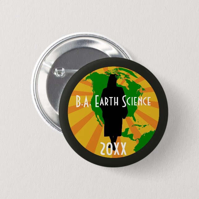 Earth Science Graduate Badge (Female) Pinback Button (Front & Back)