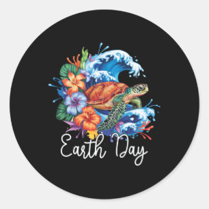 Earth Sea Turtle Art Earth Day 2025 Restore Save T Classic Round Sticker