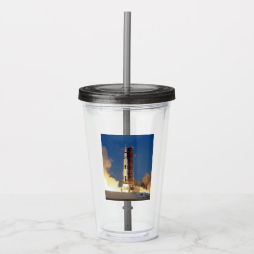 Earth Shakes as Saturn V Blazes Skyward to Moon Acrylic Tumbler