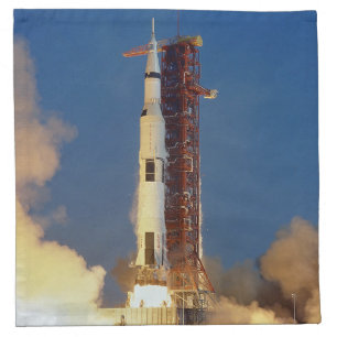 Earth Shakes as Saturn V Blazes Skyward to Moon Cloth Napkin