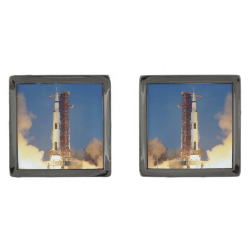 Earth Shakes as Saturn V Blazes Skyward to Moon Cufflinks