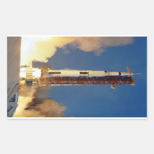 Earth Shakes as Saturn V Blazes Skyward to Moon Rectangular Sticker