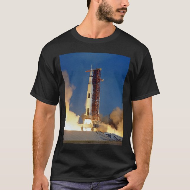 Earth Shakes as Saturn V Blazes Skyward to Moon T-Shirt (Front)