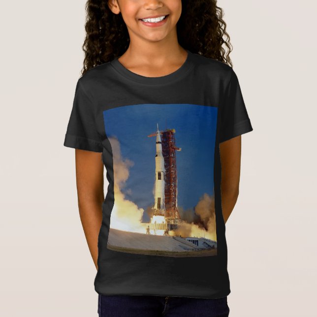 Earth Shakes as Saturn V Blazes Skyward to Moon T-Shirt (Front)