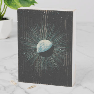 Earth Shine Wooden Box Sign