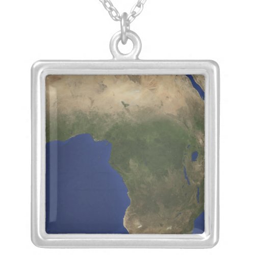 Earth showing landcover over Africa Silver Plated Necklace