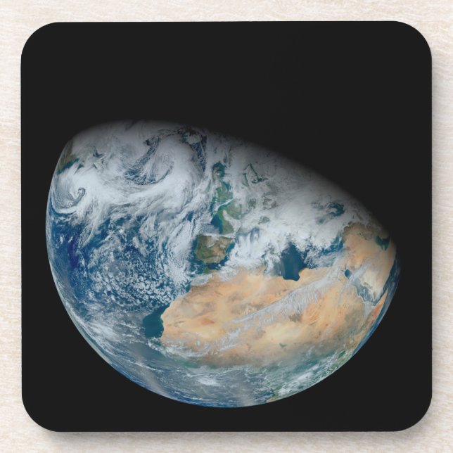 Earth Showing North Africa And Southwestern Europe Beverage Coaster (Front)