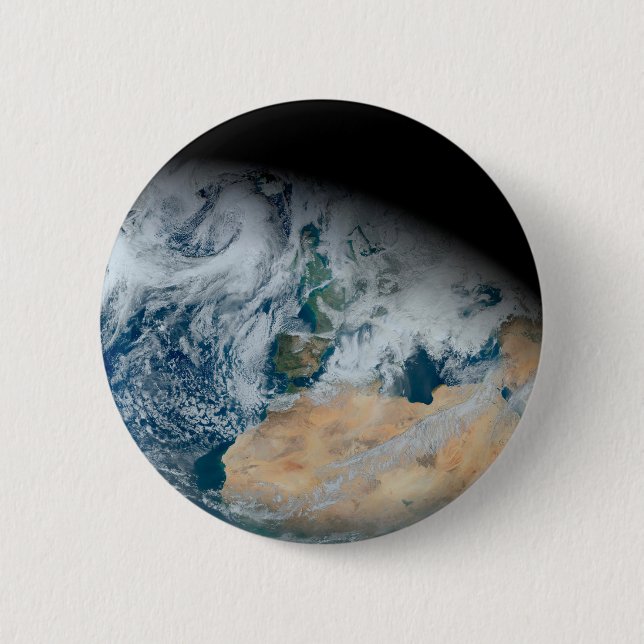 Earth Showing North Africa And Southwestern Europe Button (Front)