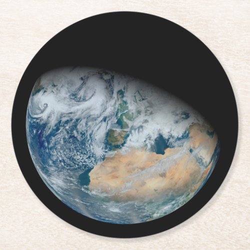 Earth Showing North Africa And Southwestern Europe Round Paper Coaster